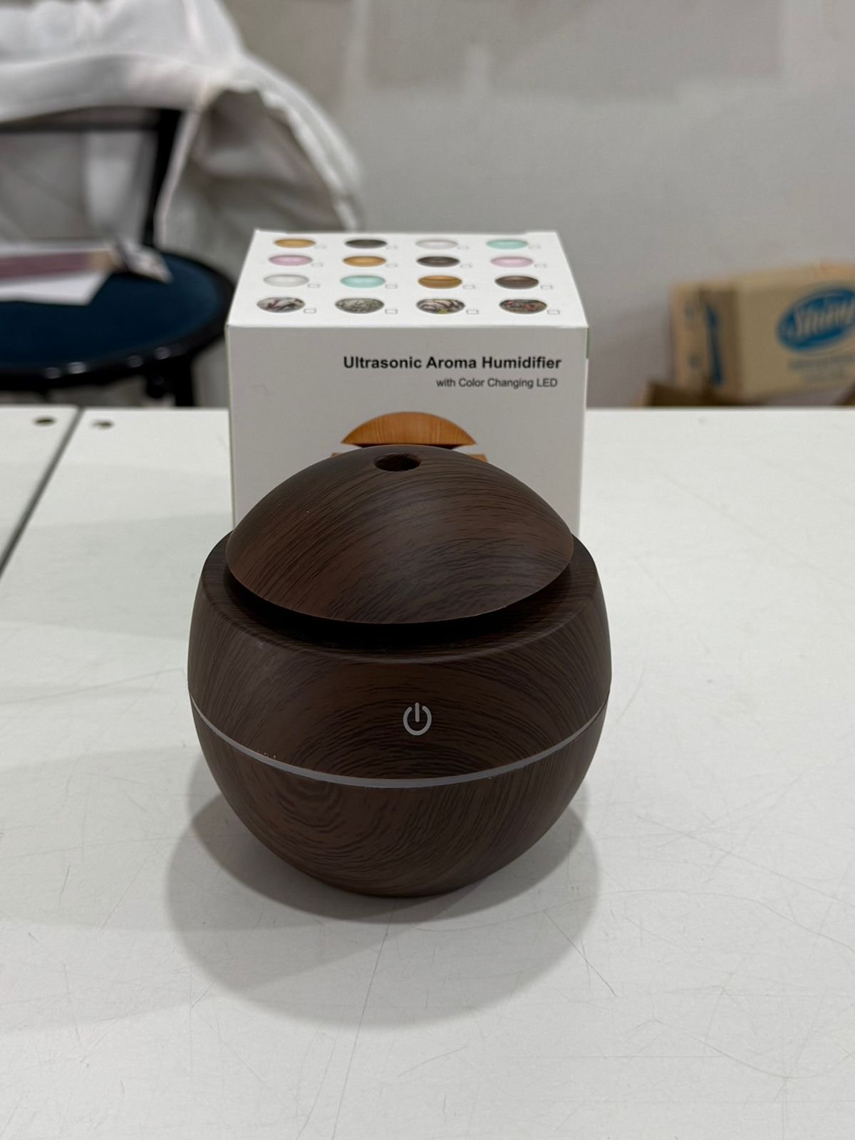 HUMIFICADOR CIRCULAR DECO MADERA OSCURO